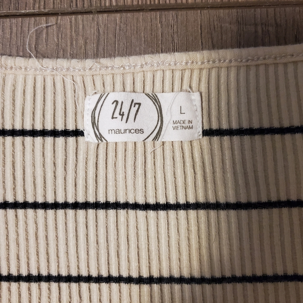 Striped Ribbed Square Neck - Picture 2 of 3